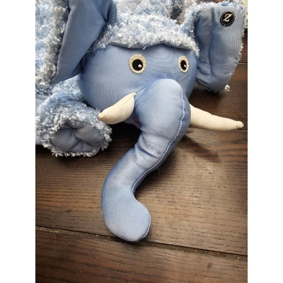 Zoobies Ellema Elephant Lovey Baby Blue Plush 3-in-1 Toy Blanket Pillow - Picture 1 of 6